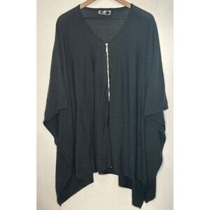 YLondon Oversized Cape Poncho Full Zip One Size Lagenlook Olive Green Preppy